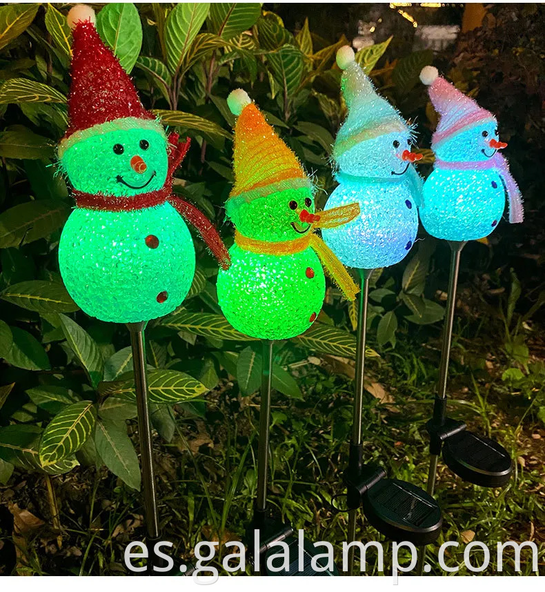 Iluminando lámparas de piso solar festivo de muñeco de nieve para decoración al aire libre